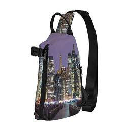 WOWBED New York CityPrinted Crossbody Sling Bag Mehrzweck-Rucksack für Reisen Wandern Outdoor Sport, Schwarz, Einheitsgröße von WOWBED