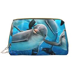 WOWBED Ocean Delphin bedruckte Leder-Make-up-Tasche, große Reise-Make-up-Organizer, Kosmetiktasche für Damen und Mädchen, Weiss/opulenter Garten, Einheitsgröße von WOWBED