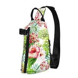 WOWBED Umhängetasche mit Hibiskus-Blumendruck, Mehrzweck-Rucksack für Reisen, Wandern, Outdoor-Sportarten, Schwarz, Einheitsgröße von WOWBED