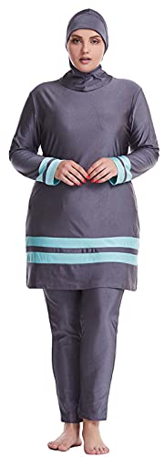 WOWDECOR Muslimische Badeanzüge für Frauen Plus Size, Vollständige Abdeckung Burkini Abnehmbarer Hijab von WOWDECOR