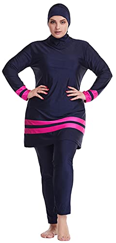 WOWDECOR Muslimische Badeanzüge für Frauen Plus Size, Vollständige Abdeckung Burkini Abnehmbarer Hijab von WOWDECOR