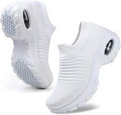 WOWEI Damen Schuhe Slip On Sneakers Walkingschuhe Outdoorschuhe Freizeit Atmungsaktive Turnschuhe Fitness Leichte Laufschuhe Plattform Sportschuhe Freizeitschuhe (38EU) von WOWEI