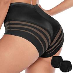 WOWENY 2er Pack Bauchweg Unterhose Damen Shapewear Miederslips für Damen Sexy Formende Unterhose Shaping unterwäsche Miederpants,Schwarz,XL von WOWENY