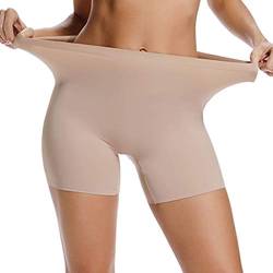 WOWENY Anti Chafing Slip Shorts für Unter Kleidern Unterwäsche für Frauen Oberschenkel Bänder, Beige, XX-Large von WOWENY