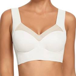 WOWENY BH Damen Ohne Bügel BH Rückenfrei Vollschalen BH Damen Unterwäsche Schlaf Bustier Bralette Komfort Weicher Klassischer BH Weiß 3XL von WOWENY