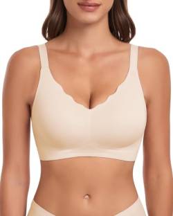 WOWENY BH Damen Ohne Bügel Gepolstert Bügelloser BH Push up Bustier Bralette Soft BH Komfort Unsichtbarer Seamless BH Weiss 3XL von WOWENY