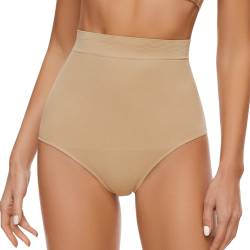 WOWENY Bauchweg Unterhose Damen Shapewear Figurformende Miederslips Shaping Unterwäsche Hohe Taille Miederhose Body Shaper Elastisch Anti-Rutsch Miederpant für Damen[Beige, M-L] von WOWENY