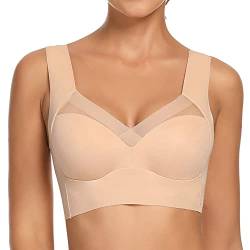 WOWENY Damen Nahtlos Spitzen BH ohne Bügel Weicher Damen Push-Up BH Gepolstert - Atmungsaktiver und Leichter, Klassische Bustier Damen BH Modern Feeling von WOWENY