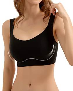 WOWENY Damen Soft BH ohne bügel Minimizer BH Nahtlos Bustier Tshirt Seamless BH Komfort BH Schlaf BH Klassische Bustier für Alltag,Schwarz,M von WOWENY