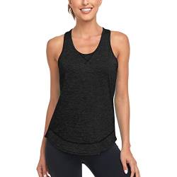 WOWENY Damen Sport Tank Top Fitness Shirts Gym Sportshirt Ärmelloses Oberteile Racerback Top Weste für Workout Lauf Trainieren Yoga Athletisch(Schwarz, S) von WOWENY