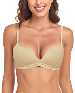 WOWENY Damen T-Shirt BH mit Push Up Gepolstert Bralette BHS ohne Bügel Nahtloser Bequemer für Kleine Brüste (Grün, S) von WOWENY