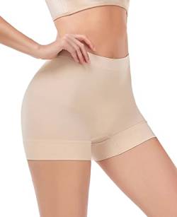 WOWENY Damen Unterhose Boxershorts Shapewear Licht Shaping Shorts Nahtlose Panties Miederpants Miederhose, Beige Größe L von WOWENY