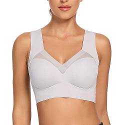 WOWENY Damen Vollschalen BH - Damen Nahtlos Spitzen BH - Komfort BHS Ohne Bügel - Zero Feel Bralette für Frauen, Weich und Bequem, Klassische Bustier Damen BH Modern Feeling (Grau, M, m) von WOWENY