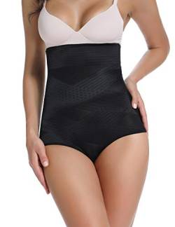 WOWENY Figurformende Unterwäsche Damen Shaper Wear Miederslip Bauch Weg Slip Miederhose Miederpants für Damen Unterhosen Hoher Taillenslip Nahtlos und Stark Formende Tanga (Schwarz, XL) von WOWENY