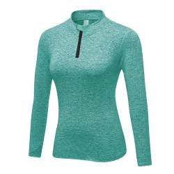 WOWENY Fleecepullover Damen 1/4 Zip Funktionsshirt Fleece warm Laufshirt Langarm mit Stehkragen, Atmungsaktive Langarmshirt Sportshirt Fitness Shirt Hoodies Outdoor Winter von WOWENY