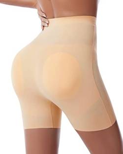 WOWENY Po Push Up Miederpants mit Bein Damen Nahtlose Butt Lifter Bauchweg Shapewear Gepolsterte Po Heber mit Abnehmbare Polster Hose Höschen(Hautfarbe, L) von WOWENY