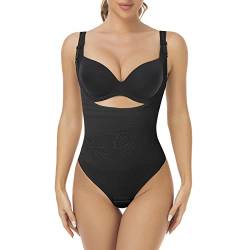 WOWENY Shapewear Damen Body stark formend Bauch Weg Body Damen Skins Bodysuit Taillenformer Damen bauchweg Miederbody,Schwarz,XL von WOWENY