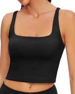 WOWENY Sport Top mit Integriertem BH Damen Ohne Bügel Yoga BH Crop Top Unterhemd Push up Corset Tank Top Sexy Oberteil Damen Bauchfreies Sommer Schwarz XL von WOWENY