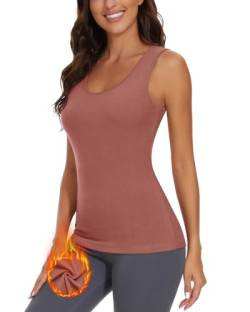 WOWENY Thermo Tank Top Damen Fleece Unterhemd Untershirt Ärmellos Warm Dralon Oberteil Thermounterwäsche Base Layer Sleeveless Top(Rosa, S) von WOWENY