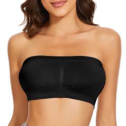 WOWENY Trägerloser BH Ohne Bügel Seamless BH Damen Ohne Träger Strapless Bra Trägerlosers Top Bandeau Top Damen Unsichtbarer 1 Stücke Schwarz XXL von WOWENY