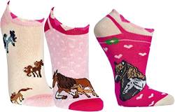 WOWERAT Kinder Sneakers-Socken „Romantik-Pferd“,3er-Bündel (Gr.31-34, „Romantik-Pferd“) von WOWERAT