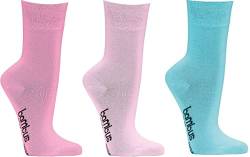 WOWERAT Wellness Socken „Pastell“ Normallang extrabreiter Piqué-Komfortbund ohne Gummidruck für Teenger und Damen 3er-Bündel (Gr.39-42, pink-rose-blau) von WOWERAT