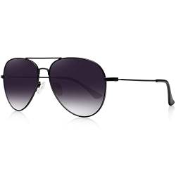 WOWSUN Classic Polarized Sonnenbrille für Damen Herren mit Etui (Black Frame Grey Lens) von WOWSUN