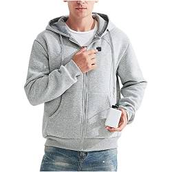 WOXIHUAN Beheizbare Jacke Herren Heizmantel mit Kapuze USB Beheizte Winterjacke Männer Kapuzenjacke Langärm Outdoor Arbeitsjacke mit 3 Stufen Temperatur Beheizbare Fleecejacke Outdoorjacke Mantel von WOXIHUAN