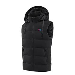 WOXIHUAN Beheizbare Weste Damen Herren Heizweste mit Kapuze Elektrische USB Wärmeweste Winter Beheizte Weste Ärmellose Winterjacke Beheizbare Jacke für Outdoor Motorrad Camping von WOXIHUAN