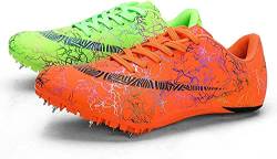 WOund Unisex Track Spike Schuhe, Leichtathletik-Laufschuhe für Sprint und Mittelstrecke,Green orange,43 von WOund