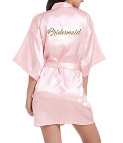 WPFING Bridesmaid Nnachthemd für Brautparty Hochzeits Roben Satin Glitter Rosa Medium von WPFING