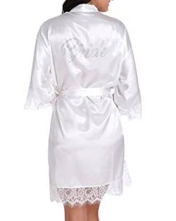 WPFING Hochzeits Roben für Brautpart Polyester Spitze Braut Nnachthemd Weiß Frauen Roben Small von WPFING