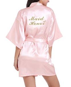 WPFING Maid of Honor Nnachthemd für Brautparty Hochzeits Roben Satin Glitter Rosa Large von WPFING