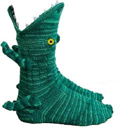 Knit Animal Sock Lustige Socken Krokodil Socken Winter Warm Dicke Alligator Stricksocken Unisex Herren Damen, A – Kroko-Grün, Einheitsgröße von WPNAKS