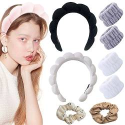 Mimi And Co Spa Headband For Women,Sponge & Terry Towel Cloth Fabric Head Band For Skincare,Face Washing,Makeup Removal,Shower,Facial Mask,Soft & Absorbent Material (C) von WQIAOBX