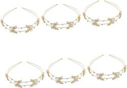 Stirnbänder Strass Diamant Accessoire, Kristall Stirnband Schmuck, Stirnband Damen Stirnbänder Hochzeit Haarteile für Bräute Prinzessin Hair Hoop Kristall Hochzeit (Color : Goldenx6pcs) von WRAFER