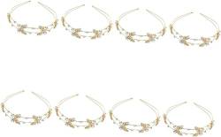 Stirnbänder Strass Diamant Accessoire, Kristall Stirnband Schmuck, Stirnband Damen Stirnbänder Hochzeit Haarteile für Bräute Prinzessin Hair Hoop Kristall Hochzeit (Color : Goldenx8pcs) von WRAFER