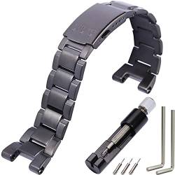 WRISTARMOR Edelstahl Ersatzband passend Kompatibel mit Casio GST-B100 GST-210 GST-S300 GST-S110 GST-S100 GST-W110 Herren-Armband Uhrenarmband (schwarz) von WRISTARMOR