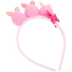 WRITWAA 1 Stück Osterhasen-Stirnband Niedliches Kaninchen-Hasen-Haarband Pompon-Kopfbedeckung Party-Cosplay-Kostüm-Kopfbedeckung Rosa von WRITWAA