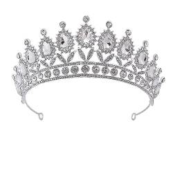 WRITWAA 1 Stück Tiaras Prinzessinnenkrone Hochwertige Kristall-Kopfbedeckung Unverwechselbare Wassertropfenkrone Wunderschöne Haarstütze Für Hochzeit Abschlussball Halloween Silber von WRITWAA