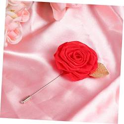 WRITWAA 12St Hochzeitsboutonniere für Männer Blumenstab-Brosche Rosenrevers aus Satin dekorative Stifte Anzug Brustnadel Anzugbrosche künstlich Korsage Stoff Zubehör Mann rot von WRITWAA