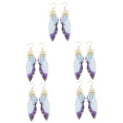 WRITWAA 5 Paare Ohrringe kolczyki damskie funky ohringestecher butterfly wings earring Ohrschmuck Stollen für Damen frauen schmuck Ohr baumeln Ohrhänger Flügel Anhänger Fräulein Kupfer von WRITWAA