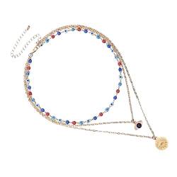 WRITWAA Eye-Layer-Halskette Halskette zum Schutz vor bösen Augen Augenketten für Frauen eine Halskette Halsketten für den bösen Blick Halskette für Mädchen empfindlich Anhänger Amulett von WRITWAA