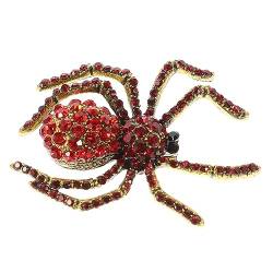 WRITWAA Spinnennetz-Tropfenbrosche Kleidungs-Brustnadel dekorative Stifte Broschennadel in Spinnenform Pullover Broschennadeln Diamant Zubehör Rucksack Abzeichen Mann Strasssteine rot von WRITWAA