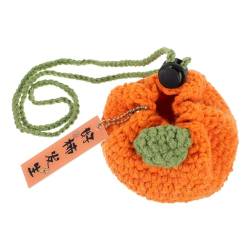 WRITWAA Süße orange gestrickte Geldbörse aus Wolle Ohrhörer-Etui kabellose Kopfhörerbox häkelnadel Geldbörse Damen Böhmen Mandarine Strandtasche Kopfhörerabdeckung pro2 Aufbewahrungstasche von WRITWAA