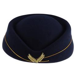 WRITWAA Woolen Hut Kappe Kellnerin Basiskappe Stewardess Cosplay Hut Stewardess-kostüm Airline Stewardess Hut Flight Attendant Kostüm Hut Stewardess-hut Fez-hut Mann Wintermütze Halloween von WRITWAA