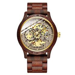 Men's Wooden Automatic Mechanical Watch Wooden Strap Hollow Transparent Hand Watch Party Couple Birthday Valentine's Day Gift Gift Red von WRVCSS