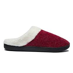 WRVCSS Ladies winter slippers cotton warm slippers home soft slippers plush non-slip couple indoor shoes women fur slippers women shoes 41-42 Red von WRVCSS