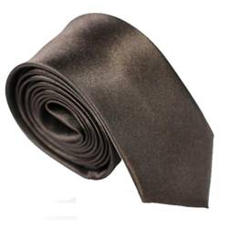 WS schmale dünne KRAWATTE Business Slim Tie Schlips schmal (dunkelbraun) von WS
