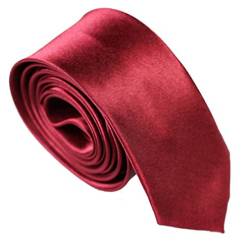WS schmale dünne KRAWATTE Business Slim Tie Schlips schmal (weinrot) von WS